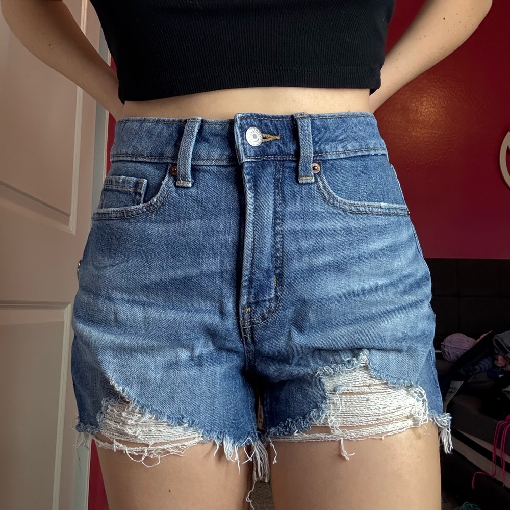 Old Navy Blue Frayed Jean Shorts